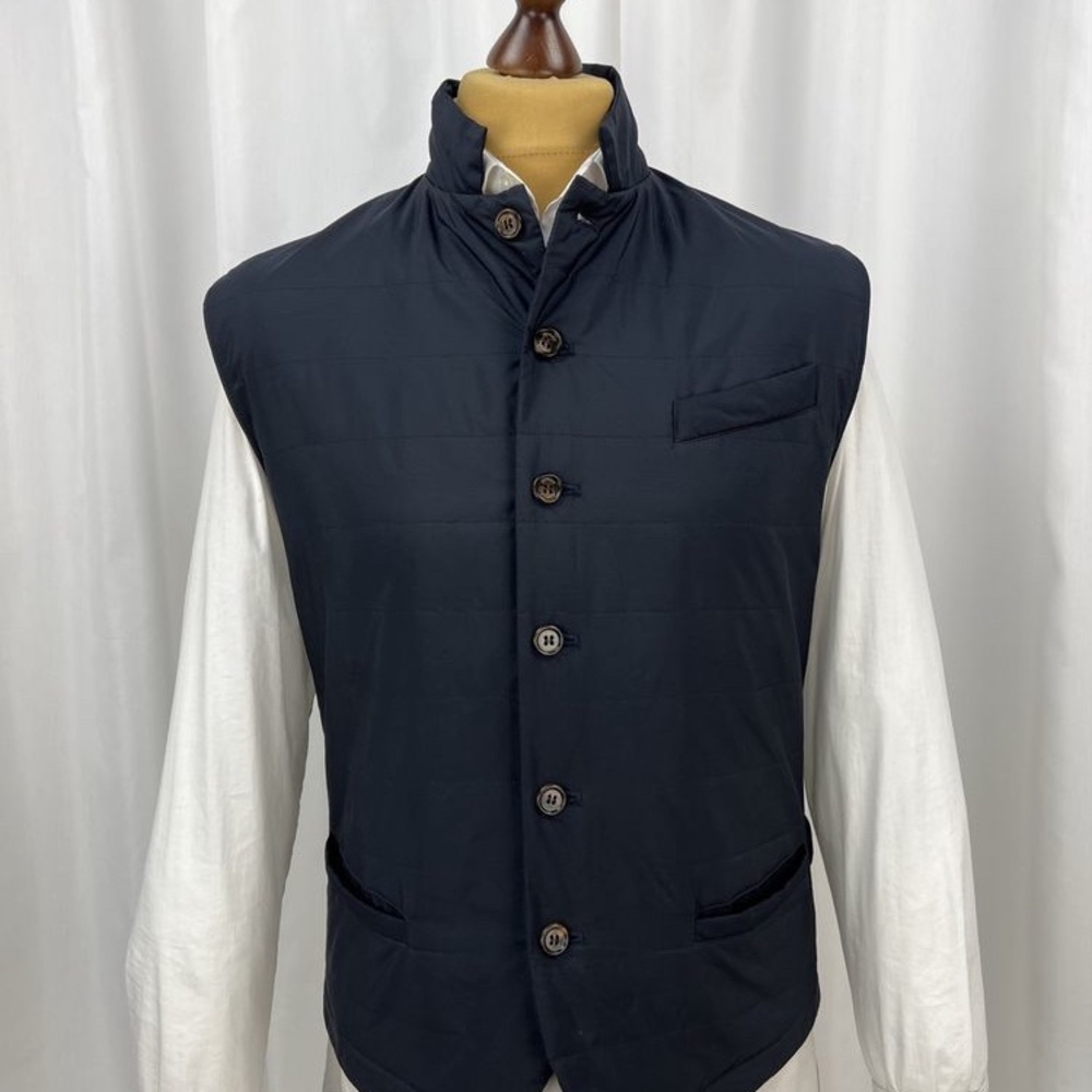 Eleventy Navy Blue Quilted Vest